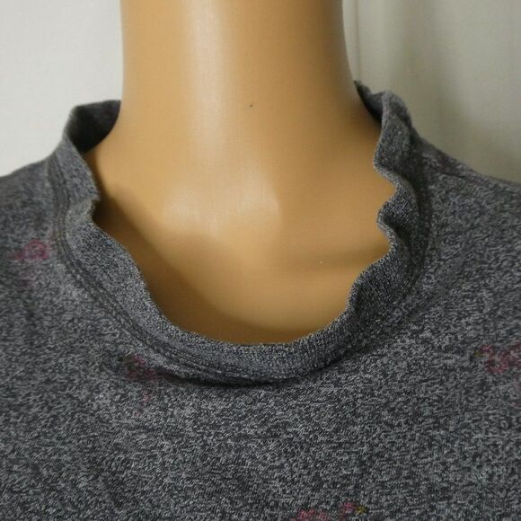 Creative Destruction Flamingo Print Pocket T Shirt Tee Grey Pink Short Sleeve - Picture 8 of 10